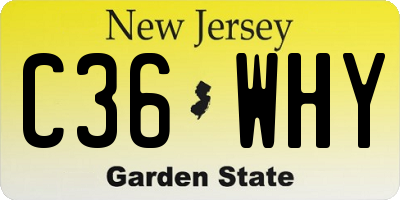 NJ license plate C36WHY