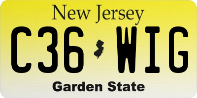 NJ license plate C36WIG