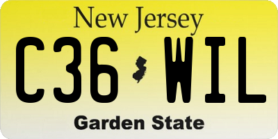 NJ license plate C36WIL