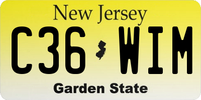 NJ license plate C36WIM