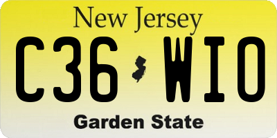NJ license plate C36WIO