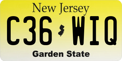 NJ license plate C36WIQ