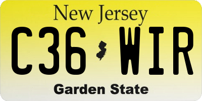 NJ license plate C36WIR
