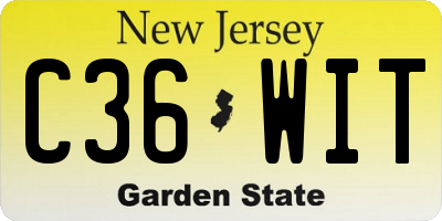 NJ license plate C36WIT