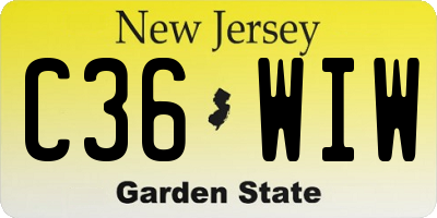 NJ license plate C36WIW