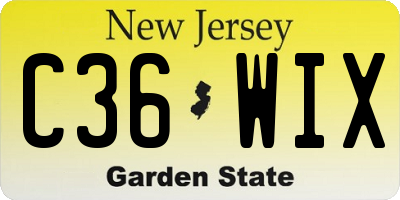 NJ license plate C36WIX