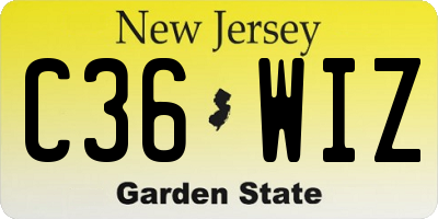 NJ license plate C36WIZ