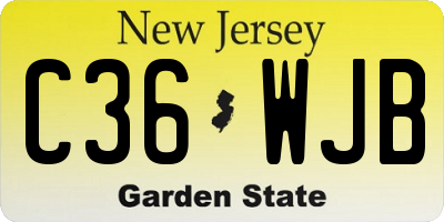 NJ license plate C36WJB