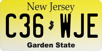 NJ license plate C36WJE