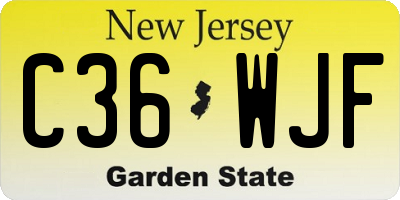 NJ license plate C36WJF