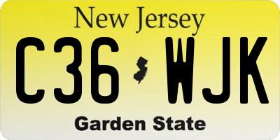 NJ license plate C36WJK