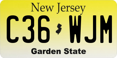 NJ license plate C36WJM