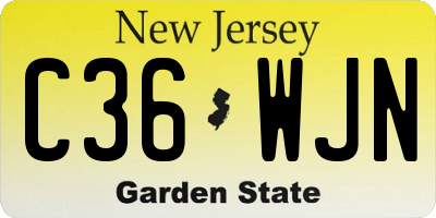 NJ license plate C36WJN