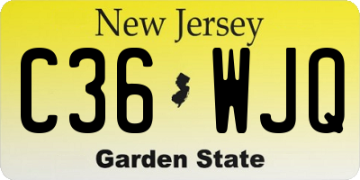 NJ license plate C36WJQ