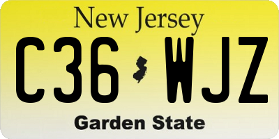 NJ license plate C36WJZ