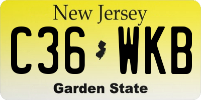 NJ license plate C36WKB