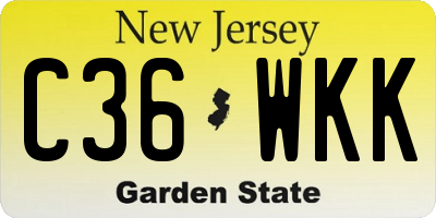 NJ license plate C36WKK