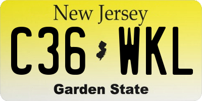 NJ license plate C36WKL