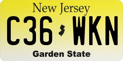 NJ license plate C36WKN