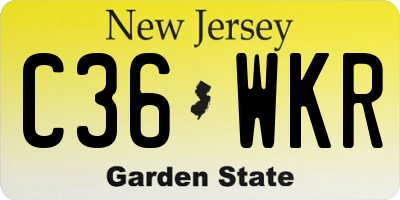 NJ license plate C36WKR