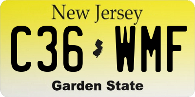 NJ license plate C36WMF
