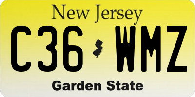 NJ license plate C36WMZ