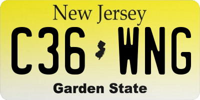 NJ license plate C36WNG