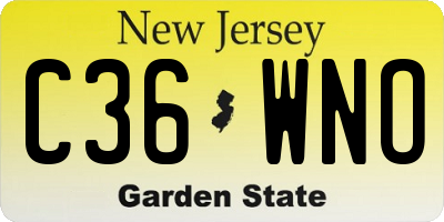 NJ license plate C36WNO
