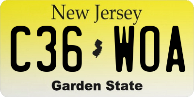 NJ license plate C36WOA