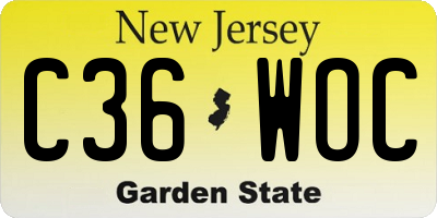NJ license plate C36WOC
