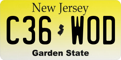 NJ license plate C36WOD
