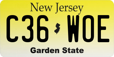 NJ license plate C36WOE