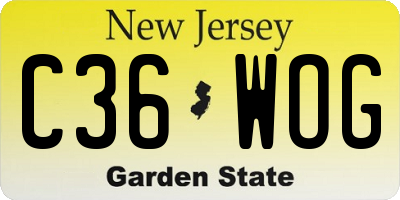 NJ license plate C36WOG