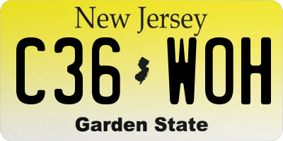 NJ license plate C36WOH