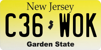 NJ license plate C36WOK