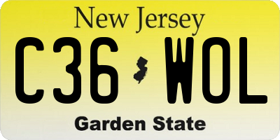 NJ license plate C36WOL