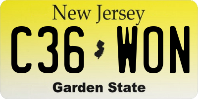 NJ license plate C36WON