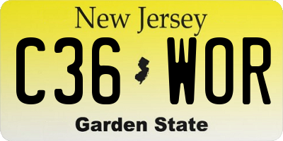 NJ license plate C36WOR