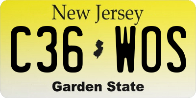 NJ license plate C36WOS