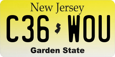 NJ license plate C36WOU