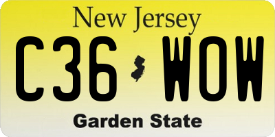 NJ license plate C36WOW