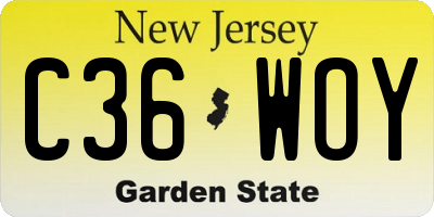 NJ license plate C36WOY