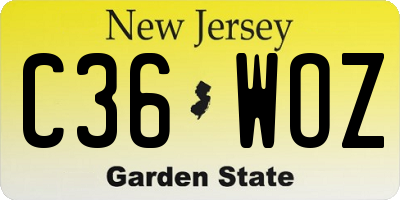 NJ license plate C36WOZ