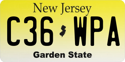 NJ license plate C36WPA