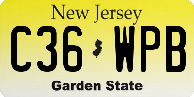 NJ license plate C36WPB