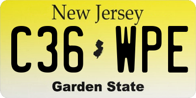 NJ license plate C36WPE