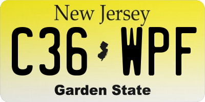 NJ license plate C36WPF