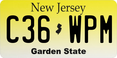 NJ license plate C36WPM
