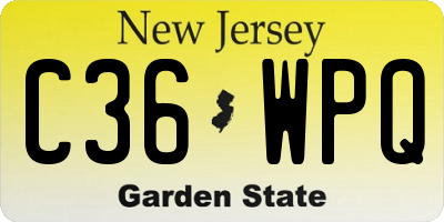 NJ license plate C36WPQ