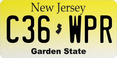 NJ license plate C36WPR